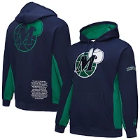 Men's Mitchell & Ness Navy Dallas Mavericks Hardwood Classics Team Origins Fleece Pullover Hoodie