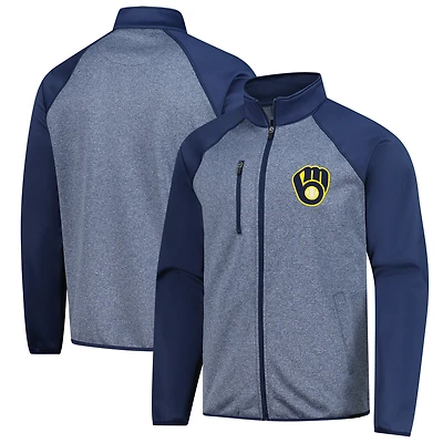 Men's G-III Sports by Carl Banks  Navy Milwaukee Brewers Runners Raglan Full-Zip Track Jacket