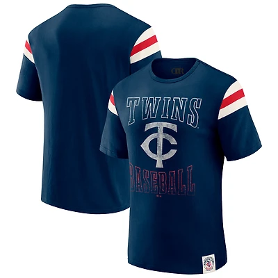 Men's Darius Rucker Collection by Fanatics Navy Minnesota Twins Distressed Sleeve Stripe T-Shirt