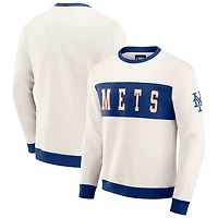 Men's Darius Rucker Collection by Fanatics  Cream New York Mets Colorblock Crewneck Sweatshirt