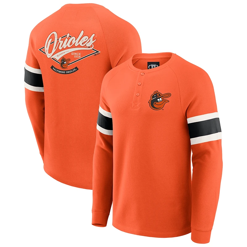 Men's Darius Rucker Collection by Fanatics Orange Baltimore Orioles Waffle-Knit Raglan Long Sleeve Henley T-Shirt