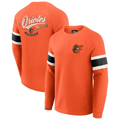Men's Darius Rucker Collection by Fanatics Orange Baltimore Orioles Waffle-Knit Raglan Long Sleeve Henley T-Shirt