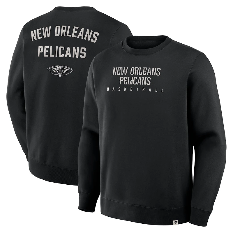 Men's Fanatics Black New Orleans Pelicans Crossover Collection Defensive Rotation Drill Premium Pullover Sweatshirt