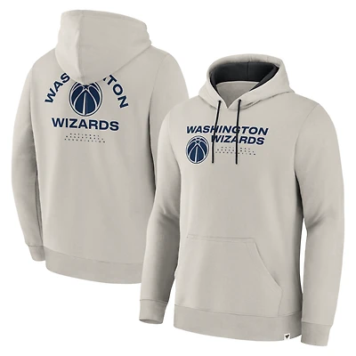 Men's Fanatics Cream Washington Wizards Crossover Collection Blocked Shot Premium Pullover Hoodie