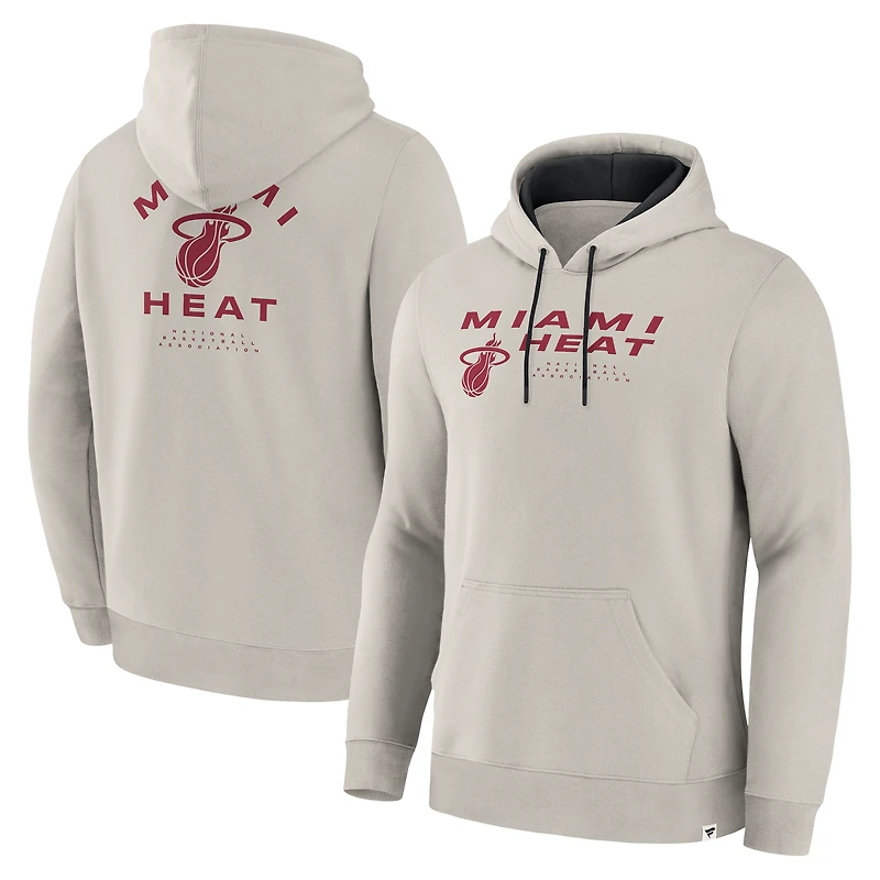 Men's Fanatics Off White Miami Heat Crossover Collection Blocked Shot Premium Pullover Hoodie