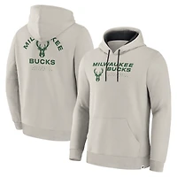 Men's Fanatics Cream Milwaukee Bucks Crossover Collection Blocked Shot Premium Pullover Hoodie