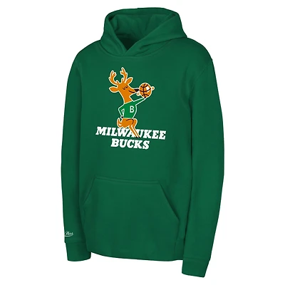 Preschool Mitchell & Ness Green Milwaukee Bucks Retro Logo Pullover Hoodie