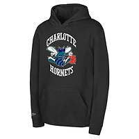 Preschool Mitchell & Ness Black Charlotte Hornets Retro Logo Pullover Hoodie