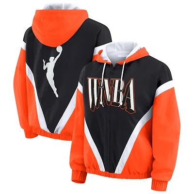 Women's WEAR by Erin Andrews Orange/Black WNBA Gear Colorblock Full-Zip Windbreaker Jacket