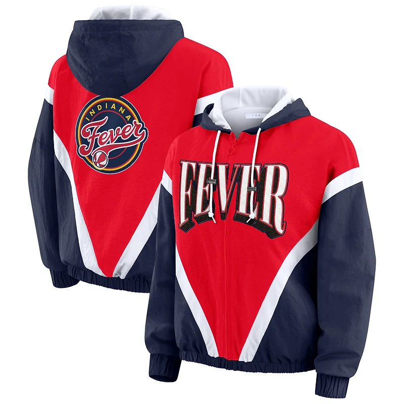 Women's WEAR by Erin Andrews Blue/Red Indiana Fever Colorblock Full-Zip Windbreaker Jacket