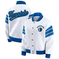 Women's WEAR by Erin Andrews  White Dallas Mavericks Snap Front Fleece Sweatshirt