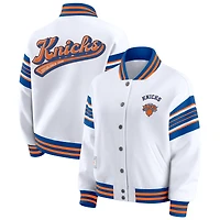 Women's WEAR by Erin Andrews  White New York Knicks Full-Snap Fleece Sweatshirt Jacket