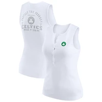 Women's WEAR by Erin Andrews White Boston Celtics Rib-Knit Henley Tank Top