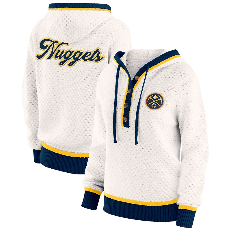 Women's WEAR by Erin Andrews White Denver Nuggets Plus Hoodie Sweater