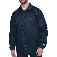 Men's Starter  Navy Washington Capitals Retro Logo Raglan Coaches Full-Snap Jacket