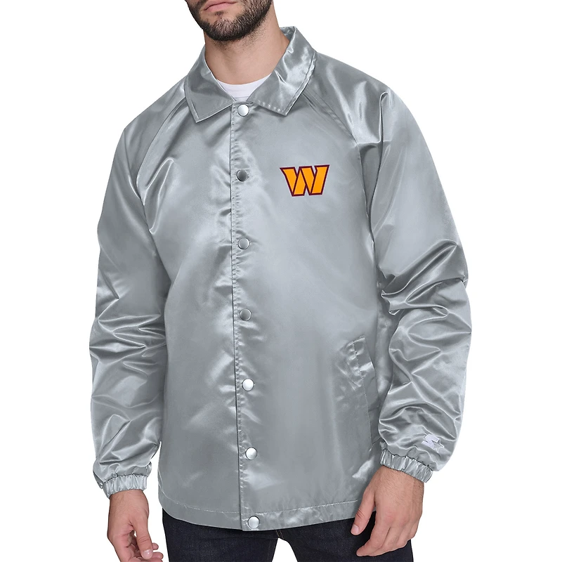 Men's Starter Washington Commanders Retro Logo Raglan Coaches Full-Snap Jacket