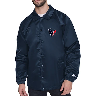 Men's Starter  Navy Houston Texans Retro Logo Raglan Coaches Full-Snap Jacket