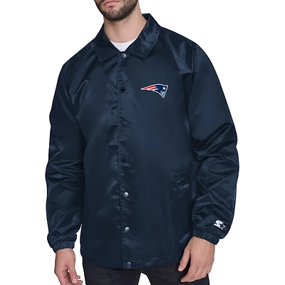 Men's Starter  Navy New England Patriots Retro Logo Raglan Coaches Full-Snap Jacket