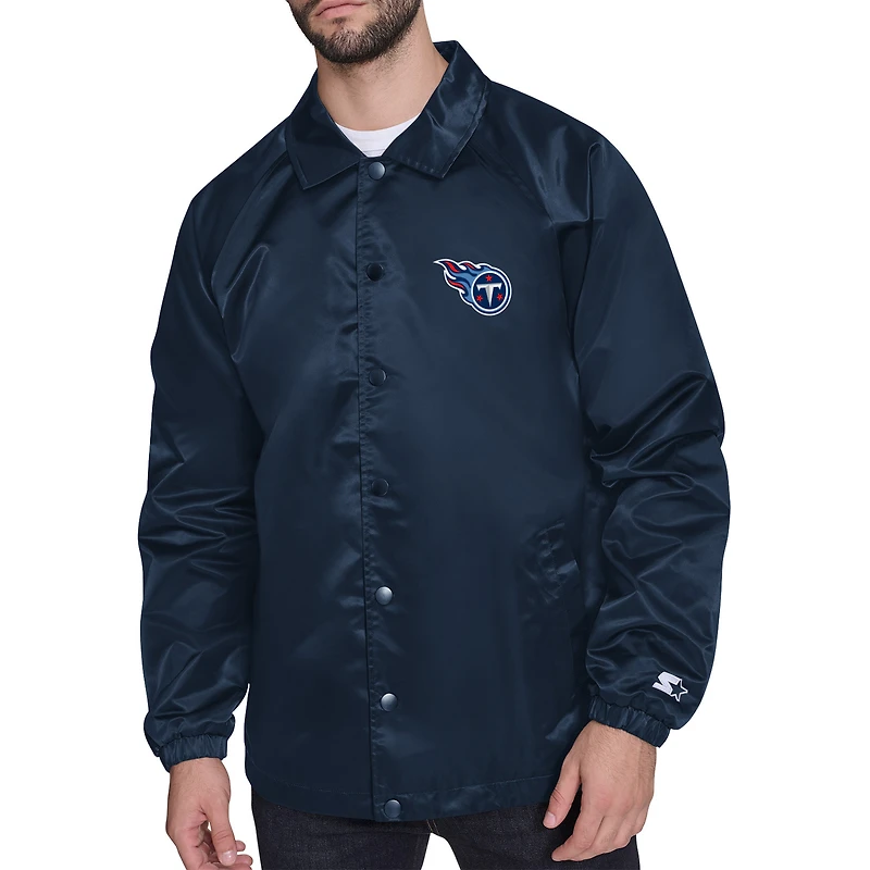 Men's Starter  Navy Tennessee Titans Retro Logo Raglan Coaches Full-Snap Jacket