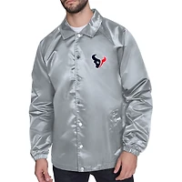 Men's Starter  Gray Houston Texans Retro Logo Raglan Coaches Full-Snap Jacket