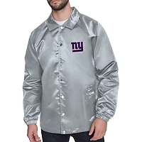 Men's Starter  Gray New York Giants Retro Logo Raglan Coaches Full-Snap Jacket
