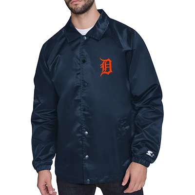 Men's Starter  Navy Detroit Tigers Retro Logo Raglan Coaches Full-Snap Jacket