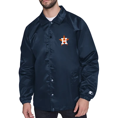 Men's Starter  Navy Houston Astros Retro Logo Raglan Coaches Full-Snap Jacket