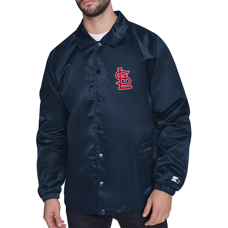 Men's Starter  Navy St. Louis Cardinals Retro Logo Raglan Coaches Full-Snap Jacket