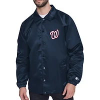 Men's Starter  Navy Washington Nationals Retro Logo Raglan Coaches Full-Snap Jacket