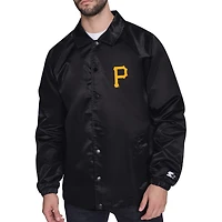 Men's Starter  Black Pittsburgh Pirates Retro Logo Raglan Coaches Full-Snap Jacket