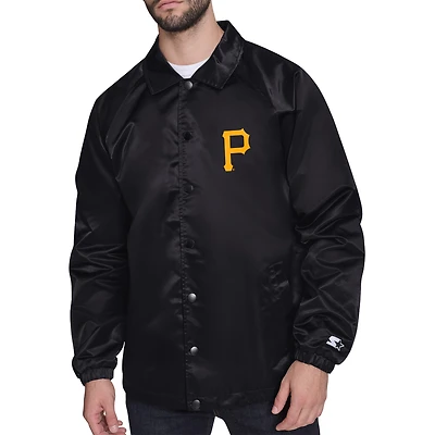 Men's Starter  Black Pittsburgh Pirates Retro Logo Raglan Coaches Full-Snap Jacket