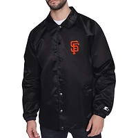 Men's Starter  Black San Francisco Giants Retro Logo Raglan Coaches Full-Snap Jacket