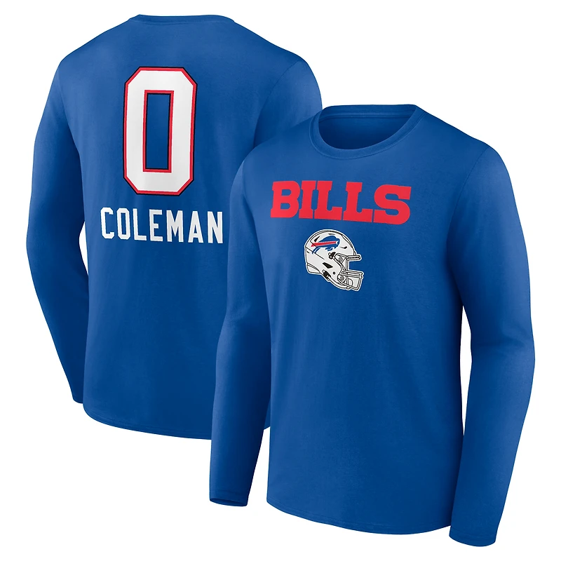 Men's Keon Coleman Royal Buffalo Bills Team Wordmark Name & Number Long Sleeve T-Shirt