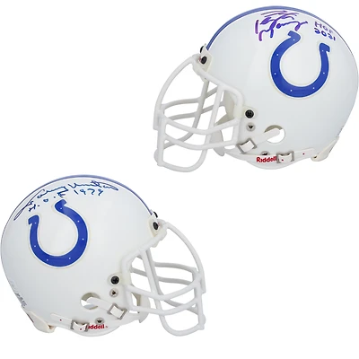 Peyton Manning & Johnny Unitas Indianapolis Colts Autographed Riddell Speed Mini Helmet with "HOF 2021" & "H.O.F 1979" Inscriptions