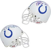 Peyton Manning & Johnny Unitas Indianapolis Colts Autographed Riddell Speed Mini Helmet with "HOF 2021" & "H.O.F 1979" Inscriptions