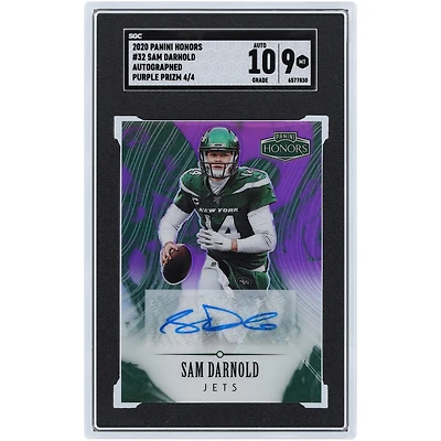 Sam Darnold New York Jets Autographed 2020 Panini Honors Purple Prizm #32 #4/4 SGC Authenticated 9/10 Card