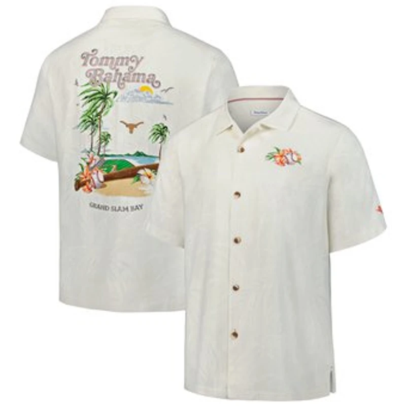 Men's Tommy Bahama White Texas Longhorns Grand Slam Bay Camp Button-Up Shirt