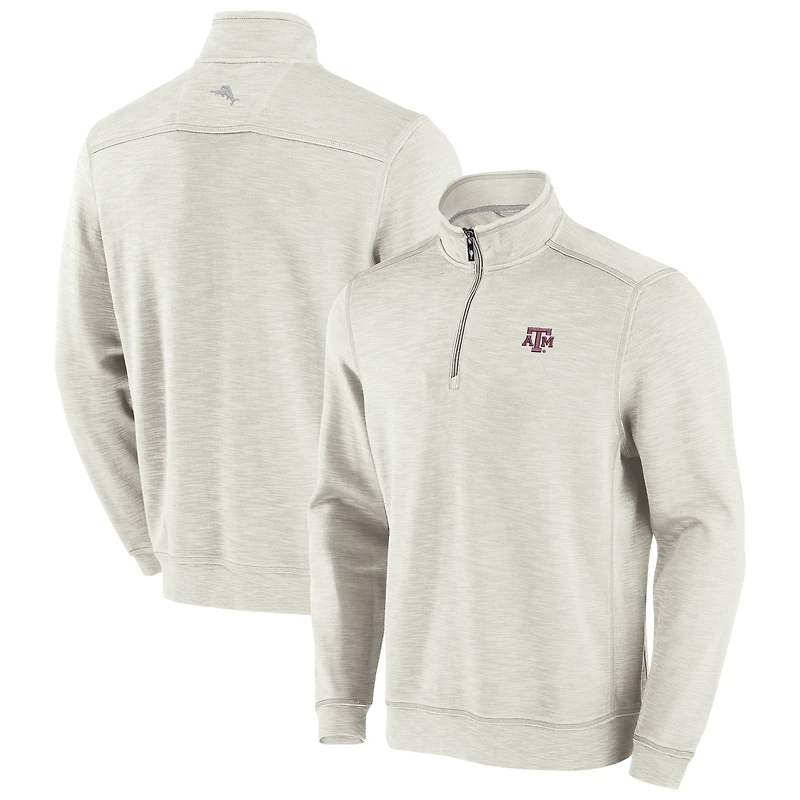 Men's Tommy Bahama White Texas A&M Aggies Sport Tobago Bay Tri-Blend Quarter-Zip Pullover