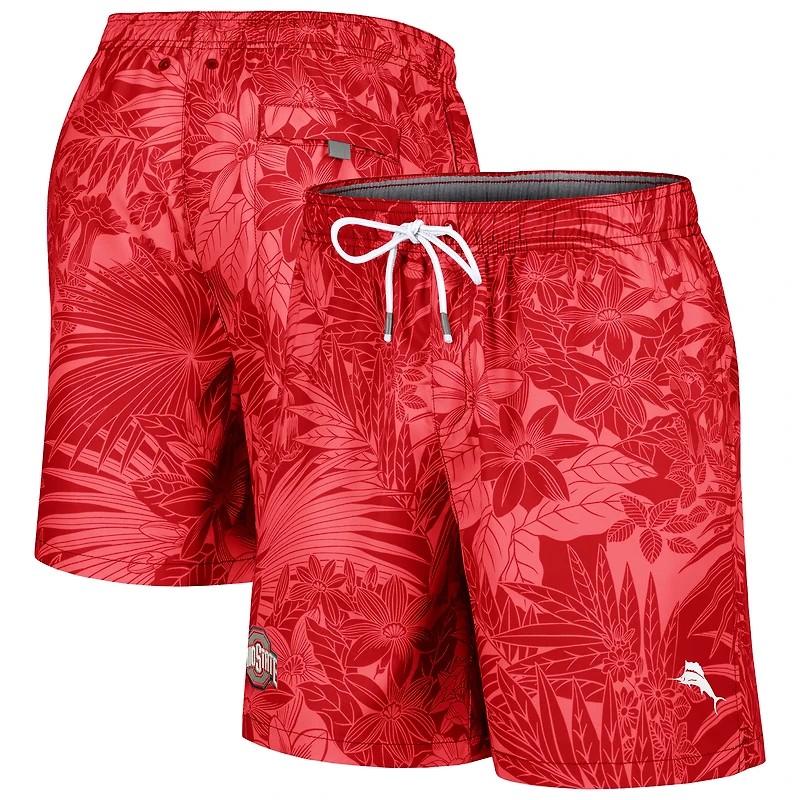 Men's Tommy Bahama Scarlet Ohio State Buckeyes Naples Santiago Palms Board Shorts