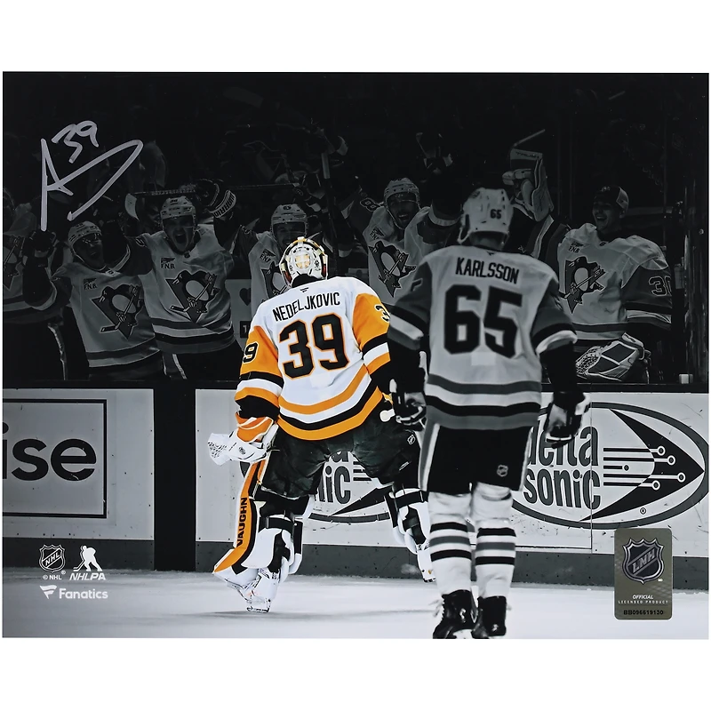 Alex Nedeljkovic Pittsburgh Penguins Autographed 8" x 10" Goalie Goal Celebration Photograph