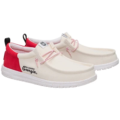 Men's Hey Dude  White/Red Georgia Bulldogs Wally Casual Slip-On Shoes