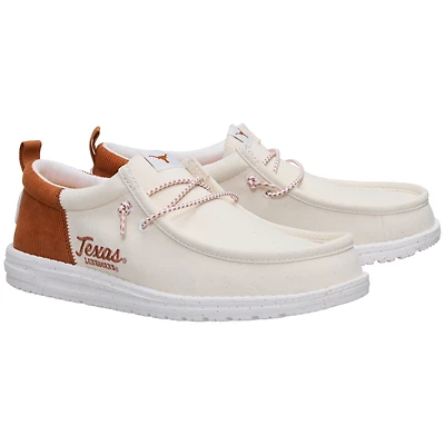 Men's Hey Dude  White/Texas Orange Texas Longhorns Wally Casual Slip-On Shoes