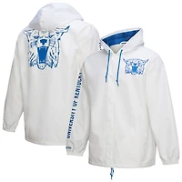 Men's Mitchell & Ness  White Kentucky Wildcats Coaches Full-Snap Hoodie Jacket