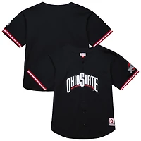 Men's Mitchell & Ness Black Ohio State Buckeyes On The Clock Full-Button Fashion Jersey