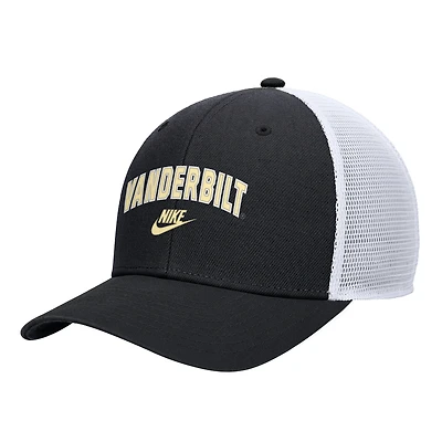Men's Nike Black Vanderbilt Commodores Vintage Arch Rise Performance Trucker Adjustable Hat