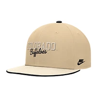 Men's Nike Gold Colorado Buffaloes Vintage Script Pro Dri-FIT Snapback Hat