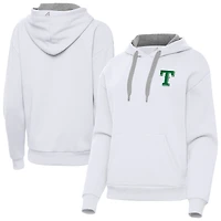 Women's Antigua  White Texas Rangers St. Patrick's Day Victory Pullover Hoodie