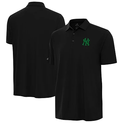 Men's Antigua  Black New York Yankees St. Patrick's Day Era Polo