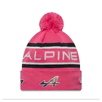 Men's New Era  Pink Alpine Team Cuffed Knit Hat with Pom