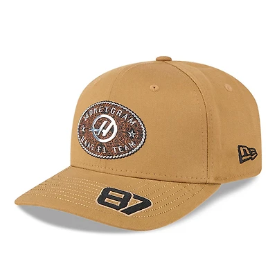 Men's New Era Ollie Bearman Light Beige Haas F1 Team Austin Race Special 9SEVENTY COOLERA Adjustable Hat